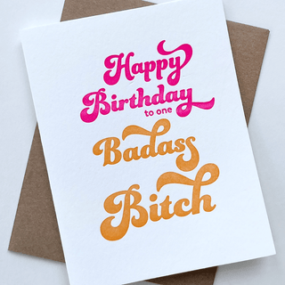 Badass Bitch Letterpress Birthday Card Cards - Picayune Cellars & Mercantile