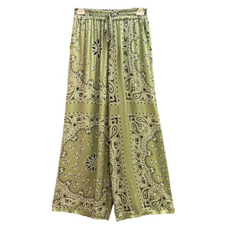 Bandana Pattern Flowing Silk Pants Women's Apparel - Picayune Cellars & Mercantile