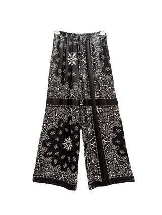 Bandana Pattern Flowing Silk Pants Women's Apparel - Picayune Cellars & Mercantile