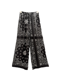 Bandana Pattern Flowing Silk Pants