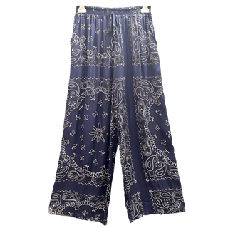 Bandana Pattern Flowing Silk Pants Women's Apparel - Picayune Cellars & Mercantile