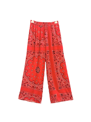 Bandana Pattern Flowing Silk Pants Women's Apparel - Picayune Cellars & Mercantile
