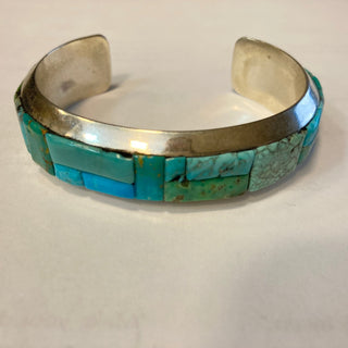 BB Stamped Turquoise Inlay Cuff Bracelets - Picayune Cellars & Mercantile