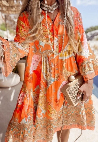 Big Flower Printed Viscose Dress Women's Apparel - Picayune Cellars & Mercantile