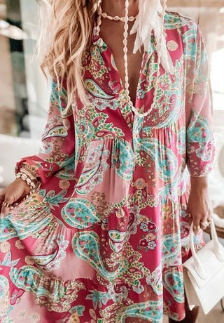 Big Flower Printed Viscose Dress Women's Apparel - Picayune Cellars & Mercantile