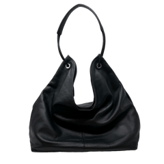 Black Leather Hobo Bag - 8522