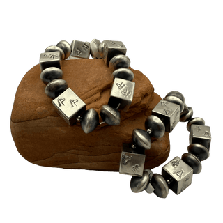 Block & Bead Silver Bracelet Bracelets - Picayune Cellars & Mercantile