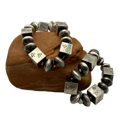 Block & Bead Silver Bracelet