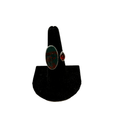 Bloodstone & Garnet Double Stone Adjustable Ring