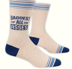 Blue Q Men's Crew Sock "Baddest of Asses" Socks - Picayune Cellars & Mercantile