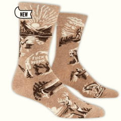 Blue Q Men's Crew Sock - Fuck Work
