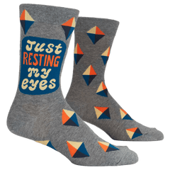 Blue Q Men's Crew Sock - Just Resting My Eyes