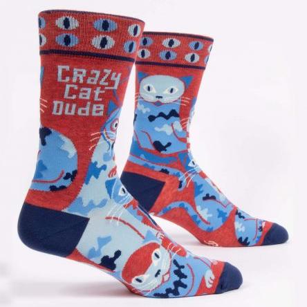 Blue Q Men's Socks - Crazy Cat Dude Socks - Picayune Cellars & Mercantile