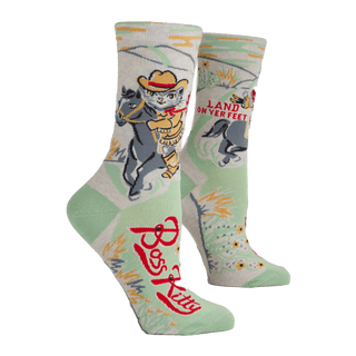 Blue Q Women's Crew Sock - Boss Kitty Socks - Picayune Cellars & Mercantile