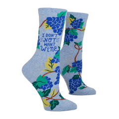 Blue Q Women's Crew Sock - I Don't Not Want Wine