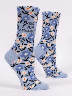 Blue Q Women's Crew Socks - Bitch I am Relaxed