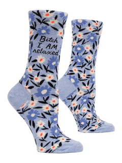 Blue Q Women's Crew Socks - Bitch I am Relaxed