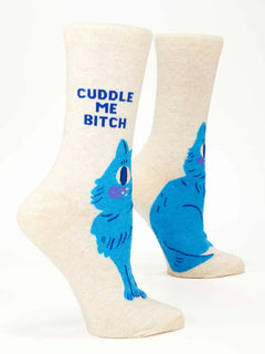 Blue Q Women's Crew Socks - Cuddle Me Bitch