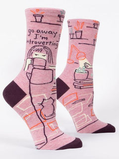 Blue Q Women's Crew Socks - Go Away I'm Introverting