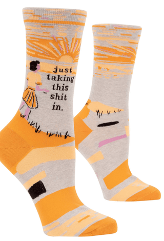 Blue Q Women's Crew Socks "Just Taking This Shit In" Socks - Picayune Cellars & Mercantile