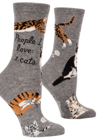 Blue Q Women's Crew Socks - People I Love: Cats Socks - Picayune Cellars & Mercantile