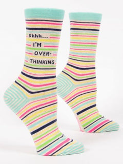 Blue Q Women's Crew Socks - Shhh... I'm Over-Thinking