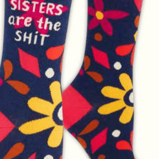 Blue Q Women's Crew Socks - Sisters are the Shit Socks - Picayune Cellars & Mercantile