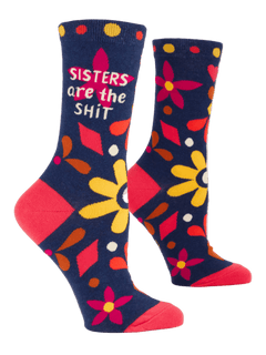 Blue Q Women's Crew Socks - Sisters are the Shit