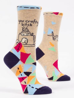 Blue Q Women's Crew Socks - You Crafty Bitch
