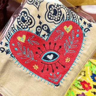 Boho Heart Embroidered Bandana Scarves - Picayune Cellars & Mercantile