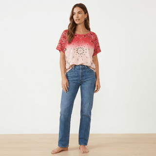 Boxy Short-Sleeved Bandana T-shirt Women's Apparel - Picayune Cellars & Mercantile