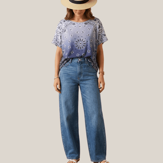 Boxy Short-Sleeved Bandana T-shirt Women's Apparel - Picayune Cellars & Mercantile