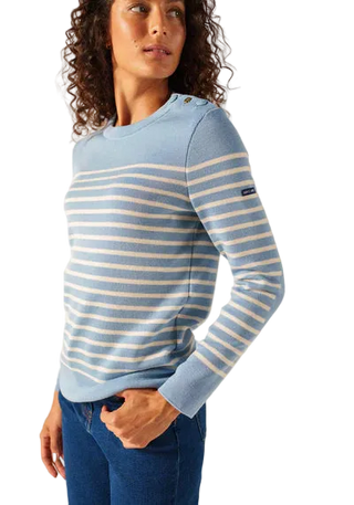 Saint James Bregancon R Wool Sailor Sweater with Elbow Patches