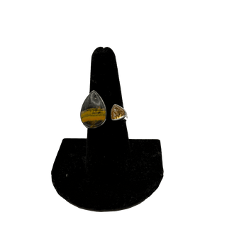 Bumble Bee Jasper & Citrine Double Stone Ring Rings - Picayune Cellars & Mercantile