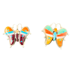 Butterfly turquoise & spiny oyster pin