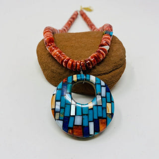 Charlene Reano Double Sided Mosaic Necklace Circular Pendant Pendants/Necklaces - Picayune Cellars & Mercantile