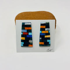 Charlene Reano Mosaic Rectangular Post Earrings