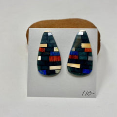 Charlene Reano Mosaic Tear Drop Earrings Jet - Medium