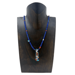 Charlene Reano Reversible Single Strand Mosaic Lapis Bead Necklace