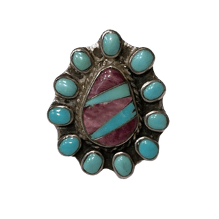 Charoite & Turquoise Halo Ring Rings - Picayune Cellars & Mercantile