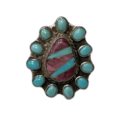 Charoite & Turquoise Halo Ring