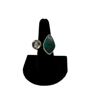 Chrysocolla & Green Amethyst Double Stone Adjustable Ring Rings - Picayune Cellars & Mercantile