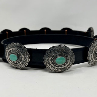 Concho & Turquoise Leather Belt Belts, Buckles, & Bolos - Picayune Cellars & Mercantile