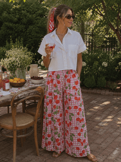 Cotton Flowy Print Pants