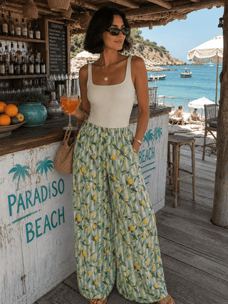 Cotton Flowy Print Pants Women's Apparel - Picayune Cellars & Mercantile
