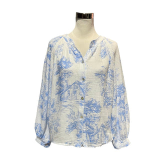 Cotton Toile de Jouy Blouse Women's Apparel - Picayune Cellars & Mercantile