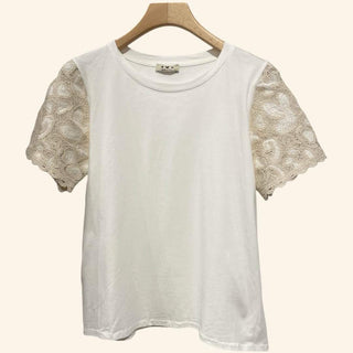 Crochet - laced Short Sleeve Shirt Women's Apparel - Picayune Cellars & Mercantile