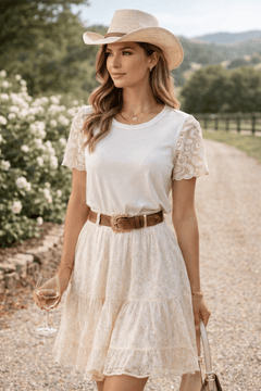 Crochet-laced Short Sleeve Shirt