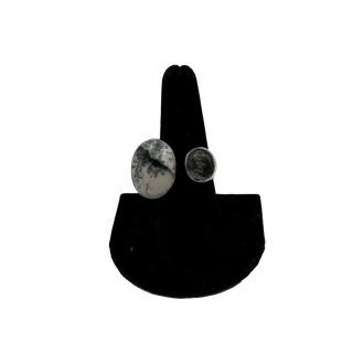 Dendrite and Black Rutilated Quartz Double Stone Adjustable Ring Rings - Picayune Cellars & Mercantile