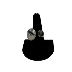 Dendrite and Black Rutilated Quartz Double Stone Adjustable Ring